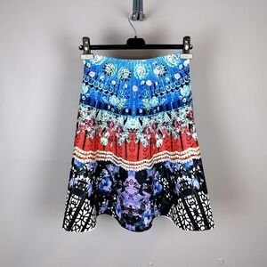 Clover Canyon Scuba Kaleidoscope Print A-Line Skirt Sz Small Multi-Color‎ Flare